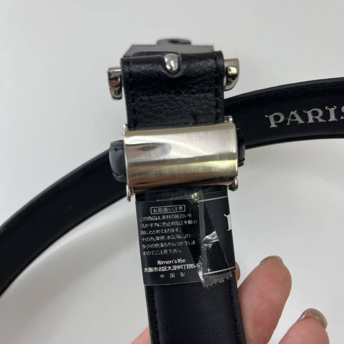 新品 タグ付き PARIS ベルト 黒ベルト メンズ レザー 黒 レザーベルト ビジネスバックル長い長寸ベルト の画像4