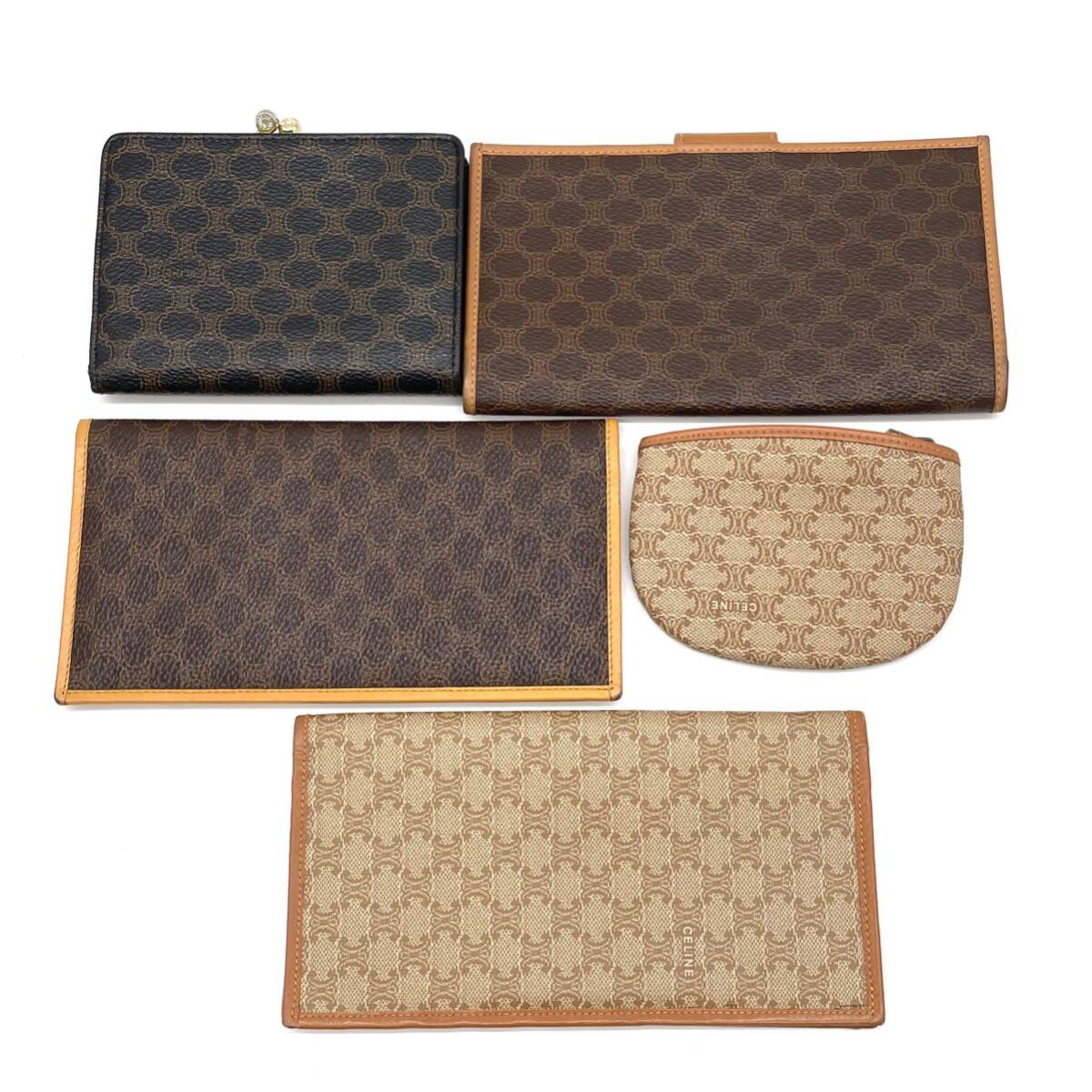 1 jpy all superior article and more set sale CELINE Celine Macadam Brown black Trio mf long wallet folding purse coin case 5 point set 