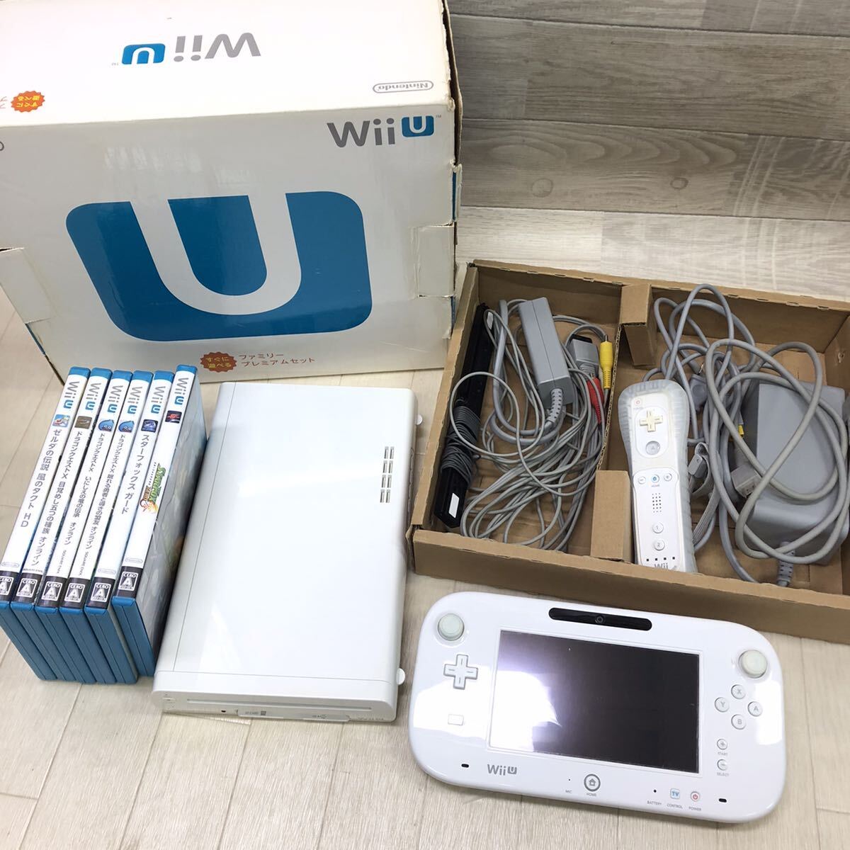 中古品 動作未確認 ジャンク ゲーム Wii U 本体 WUP-101 32GB ホワイト ファミリープレミアムセット ソフト付き 【4efc6598】_画像1