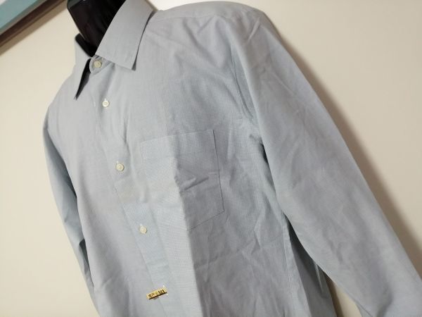 kkyj2674 ■ CHOYA ■ Yシャツ トップス 長袖 チェック スモーキーブルー Mサイズくらい_画像4