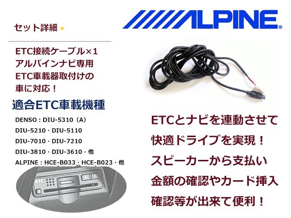 ETC接続ケーブル アルパイン BIG X(VIE-X088VS/X088V/X088)シリーズ KWE-103N互換 ETC車載器 ナビリンク ケーブル_画像2