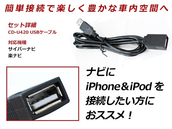 USB接続ケーブル カロッツェリア 楽ナビ AVIC-RZ05 対応 CD-U420互換 iPhoneやiPod 通信モジュール USBデバイス_画像2