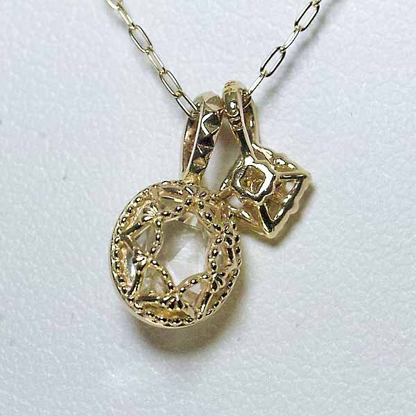 Nojess diamond 0.01ct quartz 10 gold yellow gold K10YG pendant necklace NOJESS
