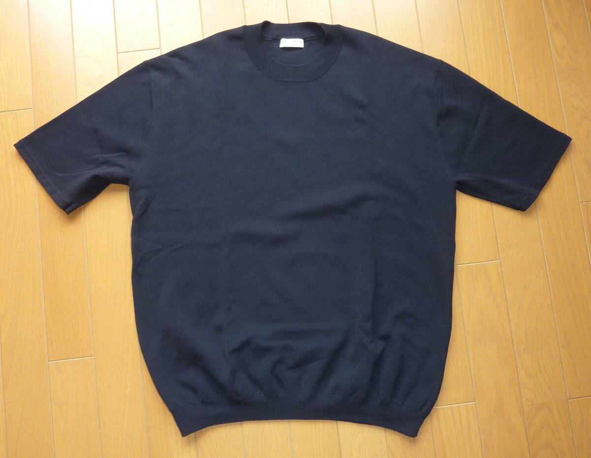 ◆新品・試着のみ◇BEAUTY&YOUTH UNITED ARROWS BY MDERN ミラノリブ クルーネック ニット ネイビー L 半袖ニットT 裾リブ◇◆_画像2