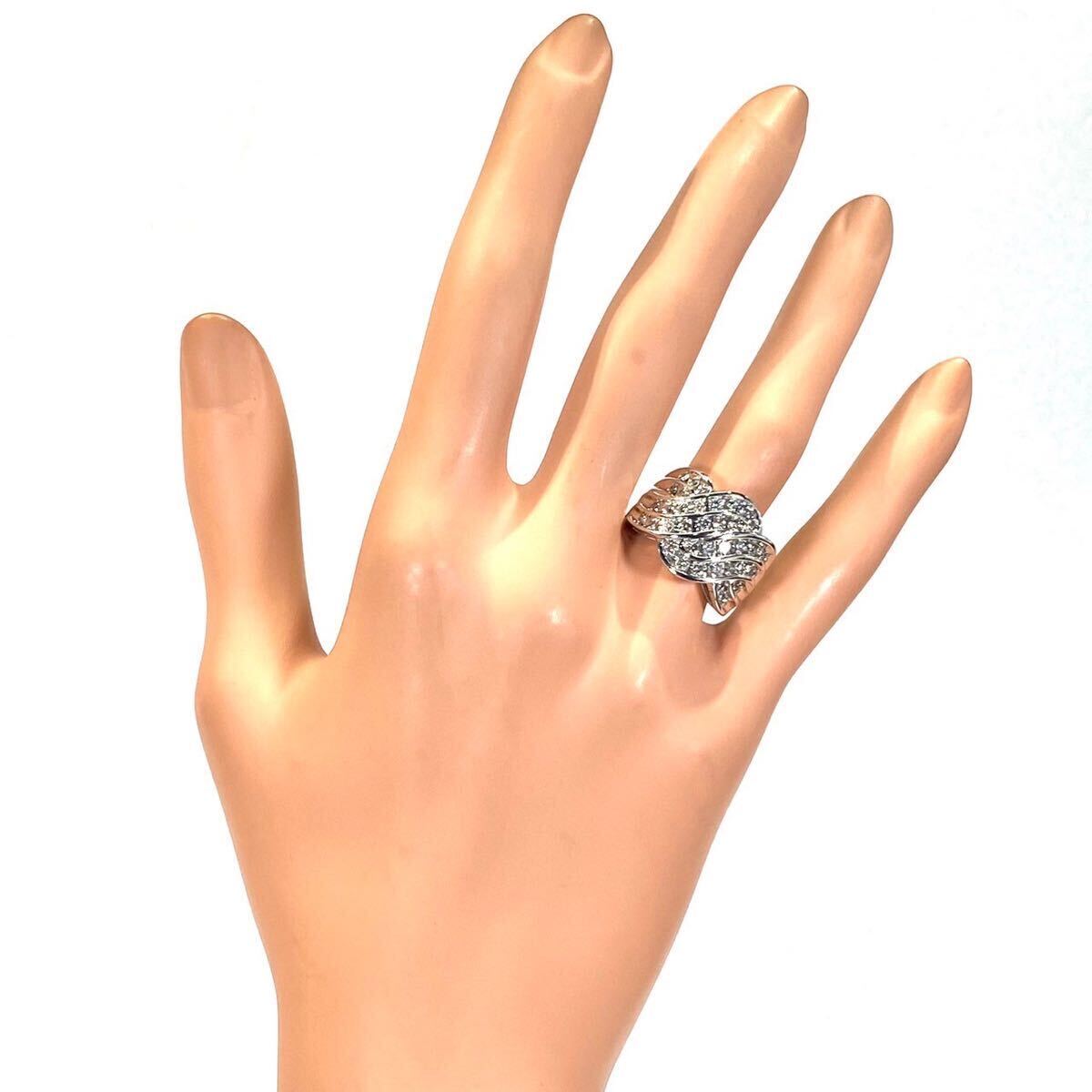 ★1円スタ!【D1.00ct】18KWG 7.8g ♯10 ホワイトゴールド ラウンド メンズ レディース ダイヤモンドリング Diamond Ring 指輪 仕上げ済の画像5