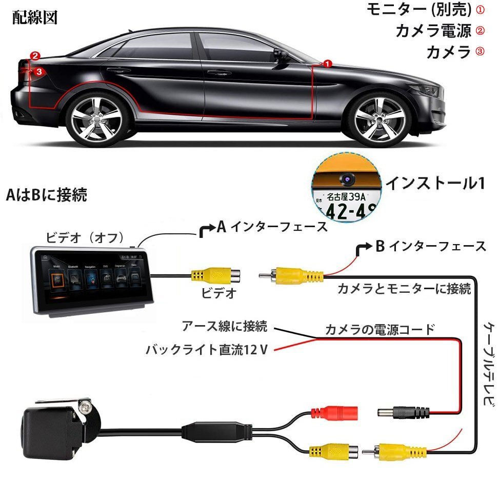 車載カメラ　LEDバックカメラ 高画質 超広角リアカメラ超強暗視 角度調整可能　ガイドラインなし　小型 リアカメラ 夜でも見える　12V_画像9