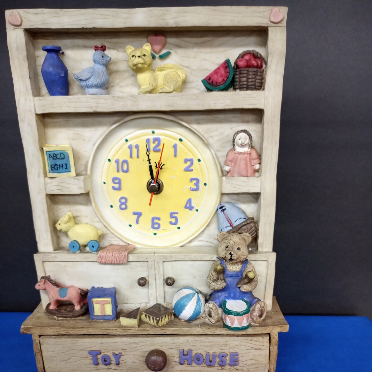 昭和レトロ□Toy house 置き 時計 小物入れの引き出し付き 当時 昭和レトロ□Toy house 置き 時計 小物入れの引き出し付き 当時