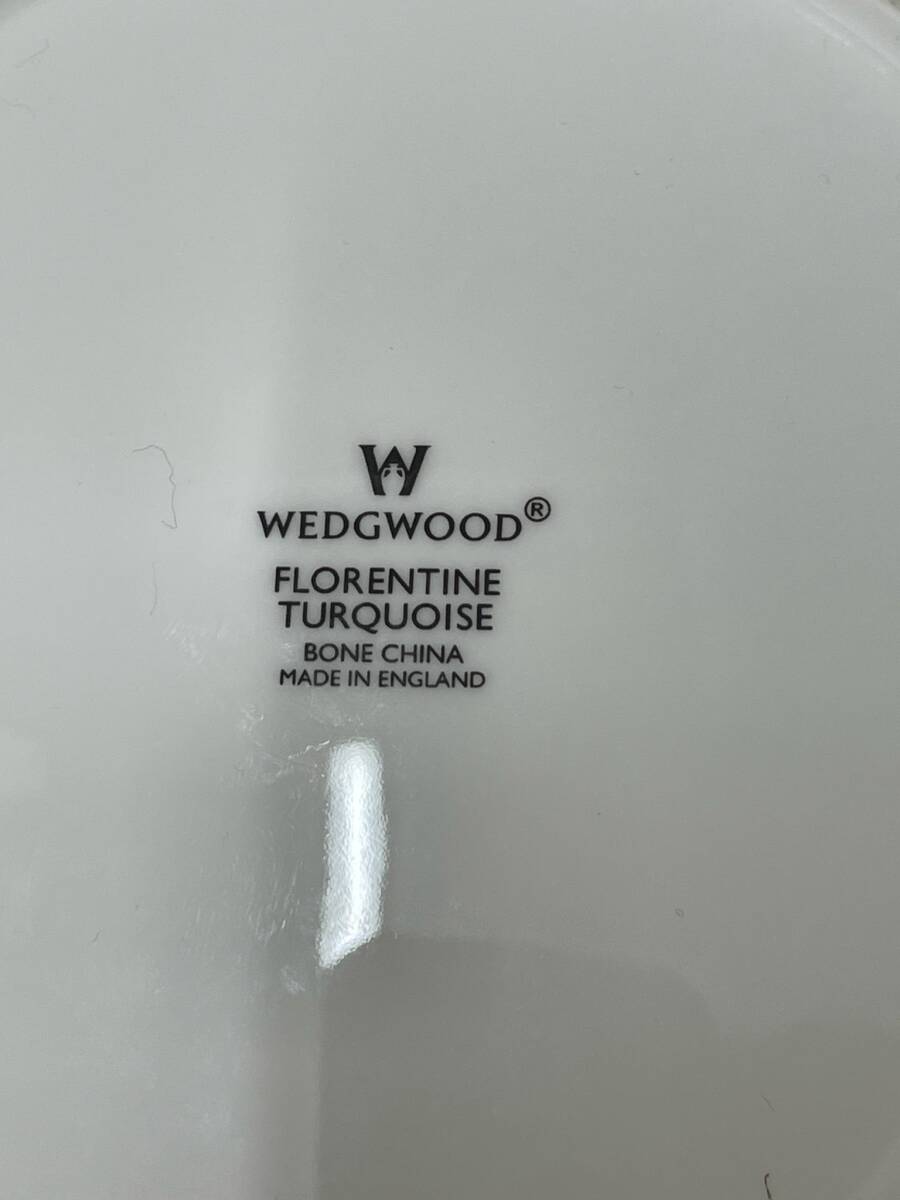 #29117　ウェッジウッド WEDGWOOD カップ＆ソーサー＆プレート セット フロレンティーン FLORENTINE ターコイズ　おまけ付き_画像3