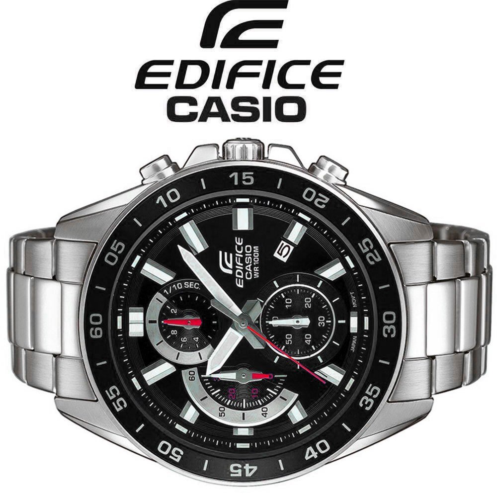 カシオ逆輸入EDIFICEエディフィス欧米モデル精悍ブラック 100m防水 クロノグラフ 腕時計 未使用 CASIO メンズ 本物_画像4