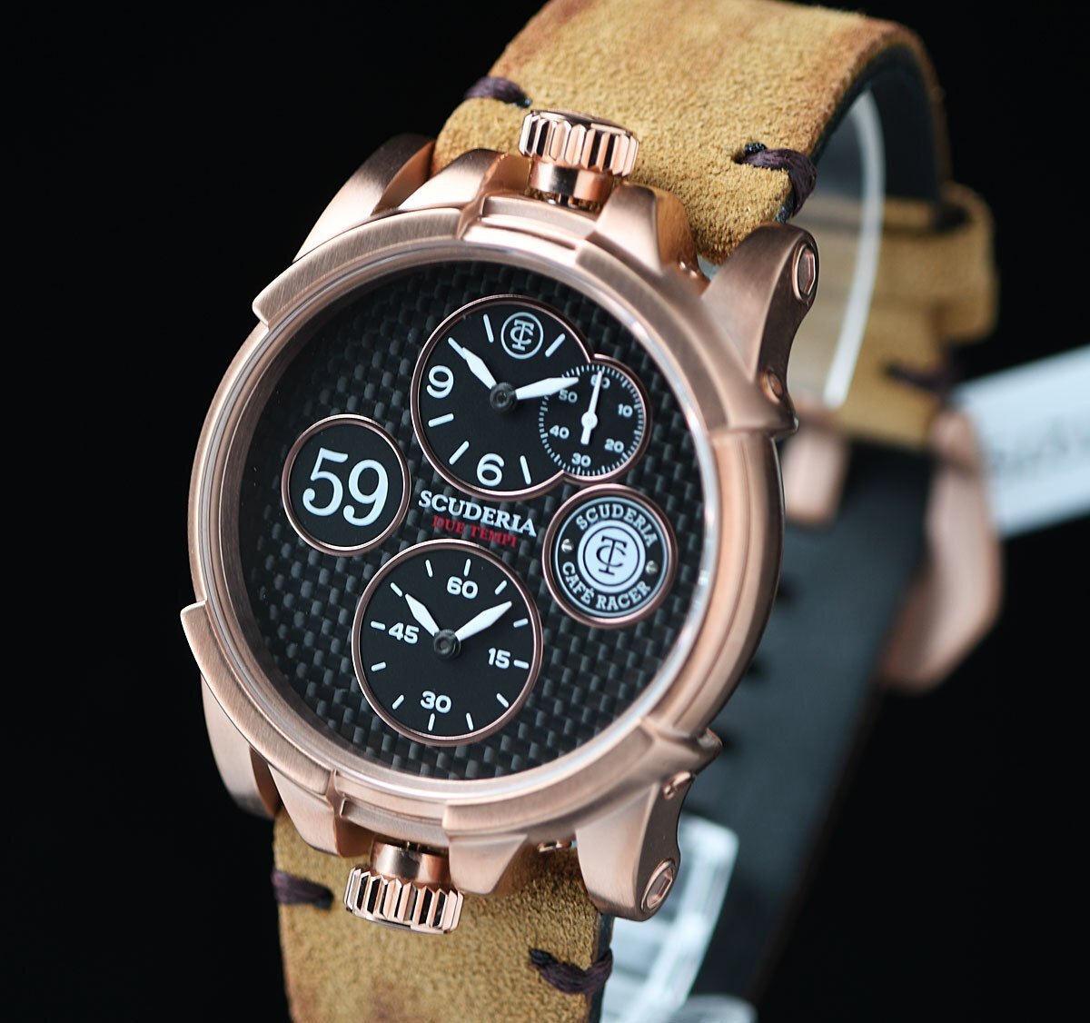 【定価21万】CTスクーデリア SCUDELIA CAFE RACER高級イタリアブランド デュアルタイム 激レア日本未発売 新品メンズ 腕時計 スイス製_画像9