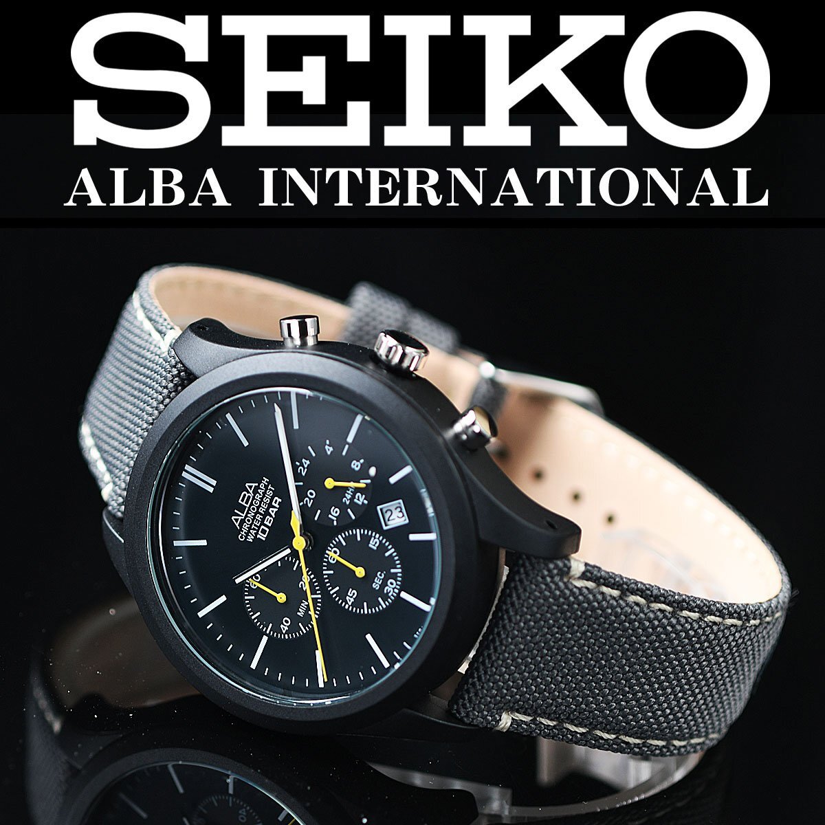  new goods Seiko ALBA reimport .. khaki color military 100m waterproof chronograph new goods men's ultra rare hard-to-find Alba not yet sale in Japan SEIKO