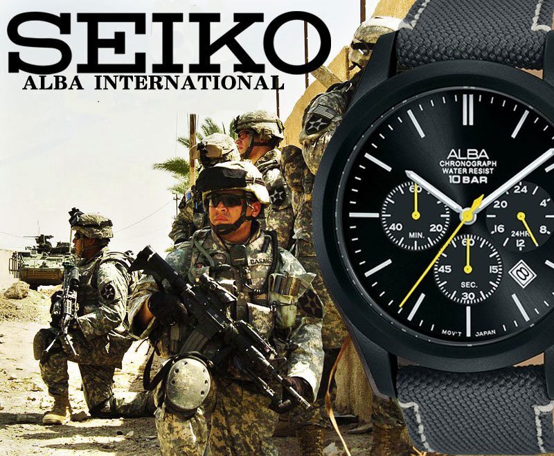  new goods Seiko ALBA reimport .. khaki color military 100m waterproof chronograph new goods men's ultra rare hard-to-find Alba not yet sale in Japan SEIKO