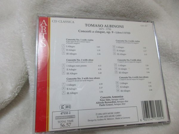 アルビノーニ：5声の協奏曲集 Op. 9, Nos. 1-6 【CD】 コンチェルト・アルモニコ・ブダペスト_画像5