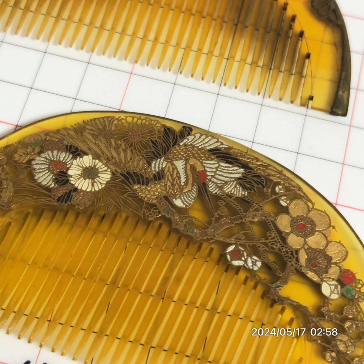 1000 jpy ~ summarize book@ tortoise shell tortoise shell bekou orange . ornamental hairpin . kimono small articles mother-of-pearl skill sculpture . gold K18 4 point set free shipping 