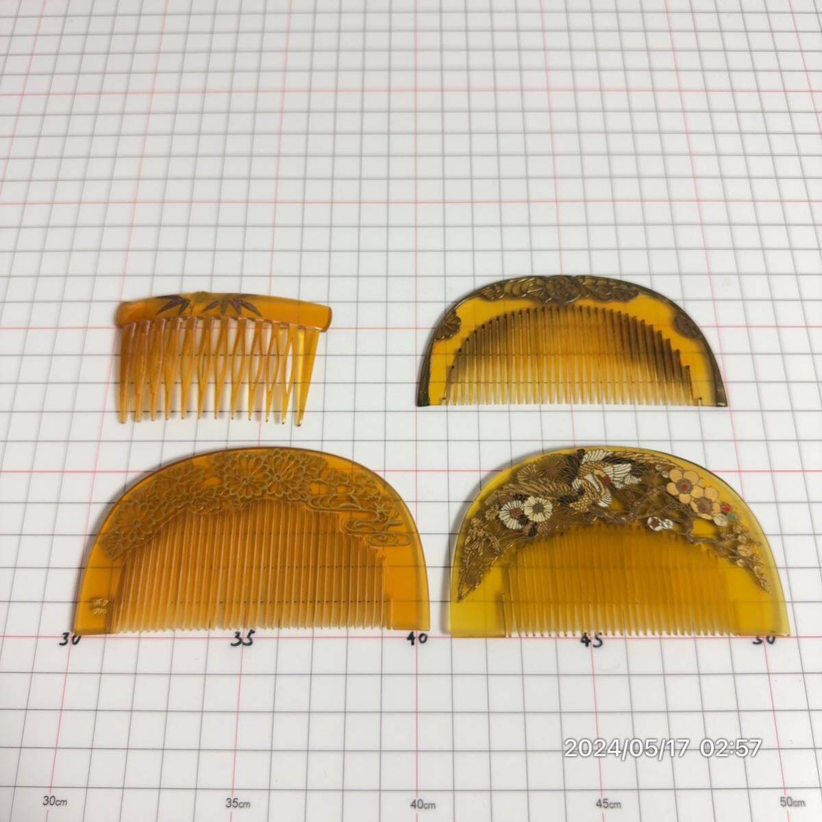 1000 jpy ~ summarize book@ tortoise shell tortoise shell bekou orange . ornamental hairpin . kimono small articles mother-of-pearl skill sculpture . gold K18 4 point set free shipping 