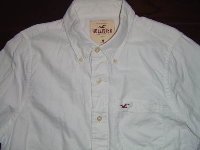 ★良品 HOLLISTER ホリスター / 長袖 ボタンダウンシャツ ホワイト / M(実寸 肩幅41cm身幅55cm着丈70cm袖丈69cm) ★の画像1