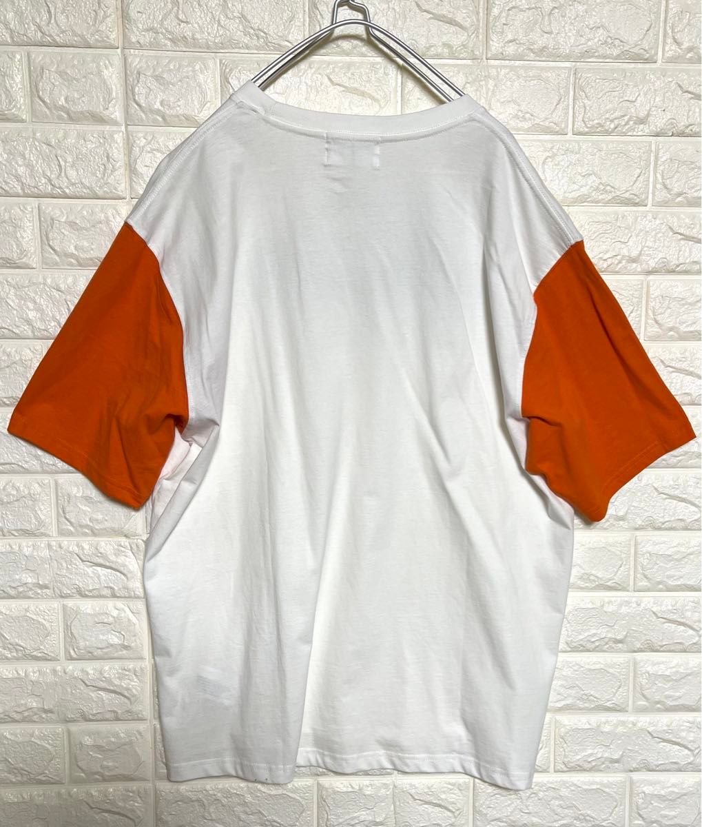 《新品》union ユニオン76 メンズ　半袖tシャツ　3L 大きいサイズ　ゆったりデザイン　オーバーサイズ　オレンジ×ホワイト