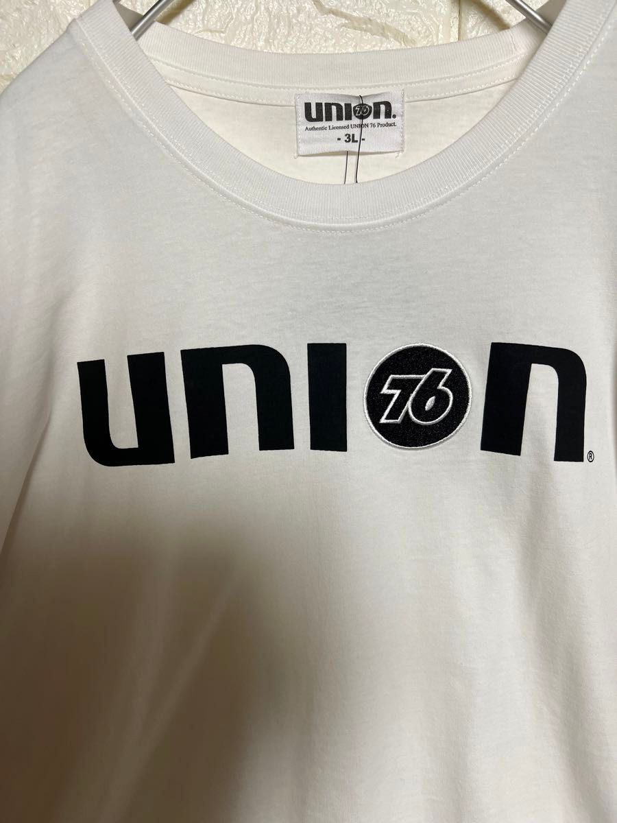 《新品》union ユニオン76 メンズ　半袖tシャツ　3L 大きいサイズ　ゆったりデザイン　オーバーサイズ　オレンジ×ホワイト