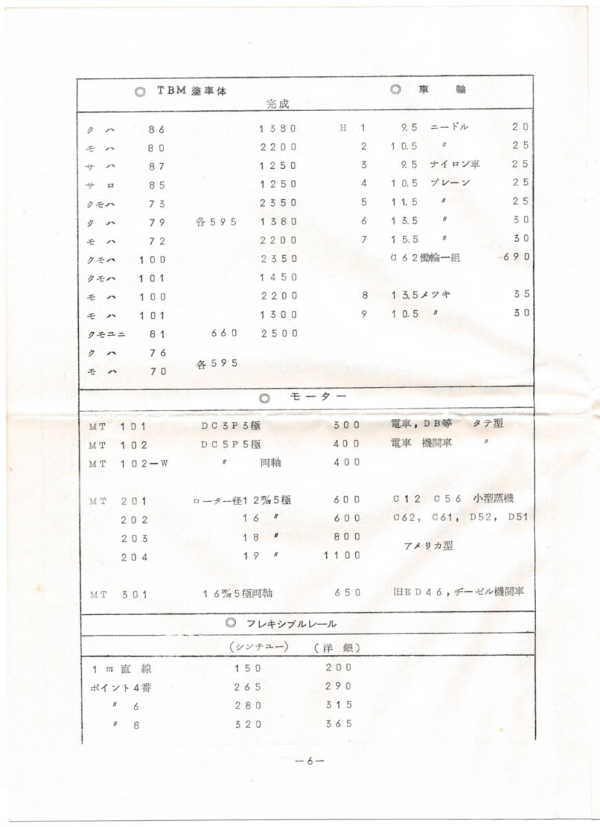 鉄道模型社 定価表1964年_画像2