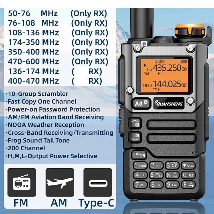 UV-K5(8) 受信専用機 USBプログラミングケーブル+電源変換プラグ付 国際VHF、消防署活、盗聴波メモリ登録済の画像5