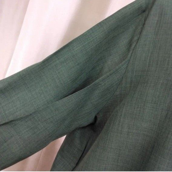 新品　M-L   袖リボン　ゆったり　チュニック　ワンピース　グリーン緑