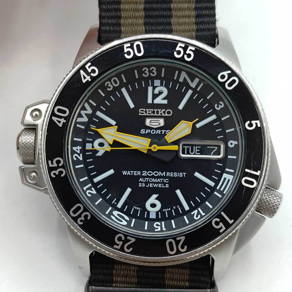 【中古】セイコー セイコー5 スポーツ ダイバーズ デイデイト 腕時計 7S36-01E0 メンズ SEIKO 自動巻_画像1