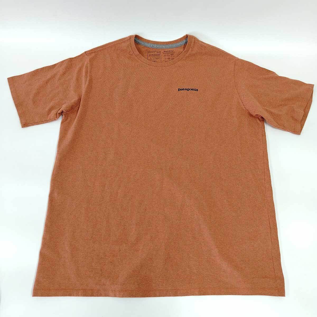 【中古】パタゴニア バックプリント ロゴプリント 半袖 Tシャツ L Quartz Coral 38504SP23 メンズ patagonia P-6ロゴ レスポンシビリティー_画像1