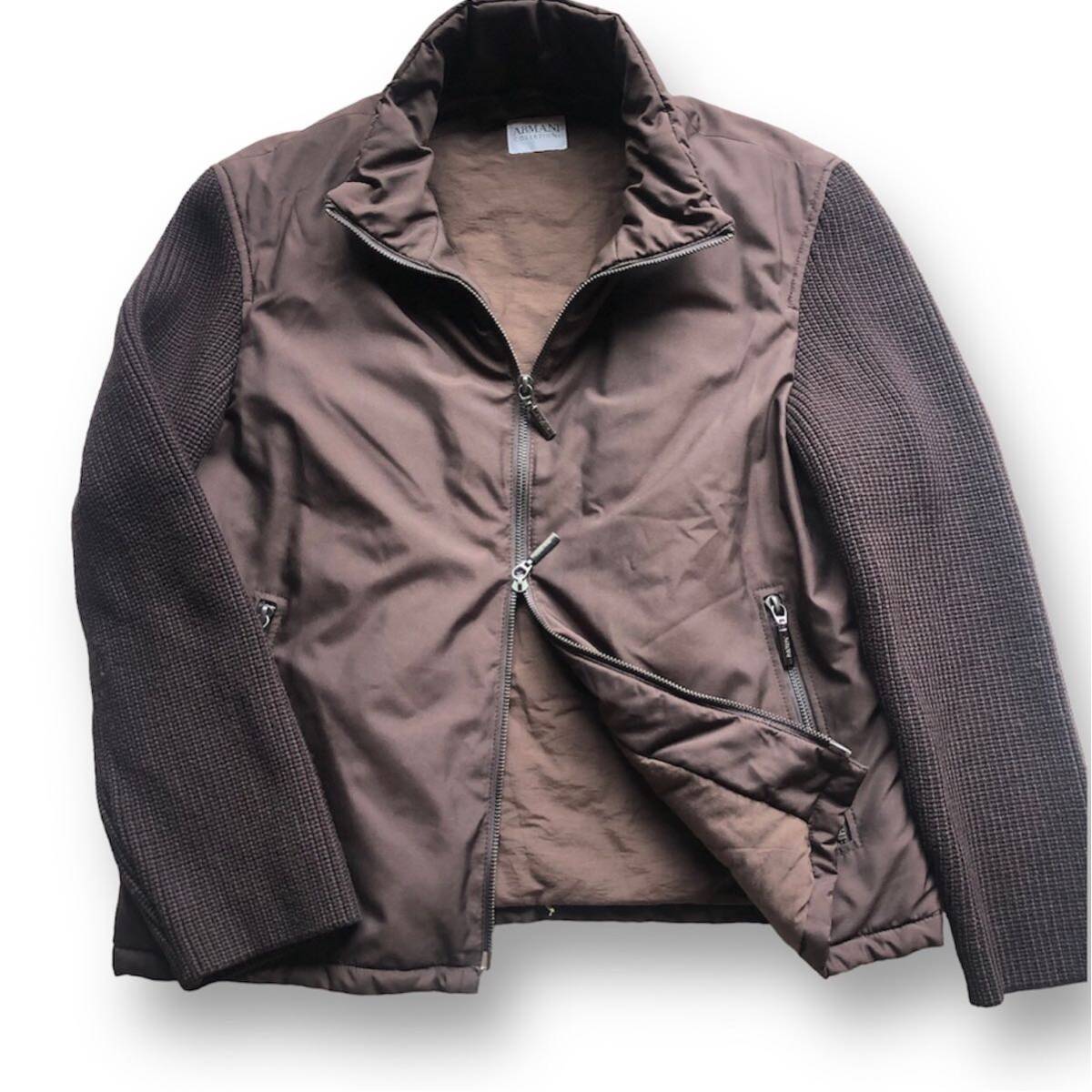 Armani Collezioni Armani koretso-ni nylon knitted cut return blouson cotton inside nylon jacket SIZE48