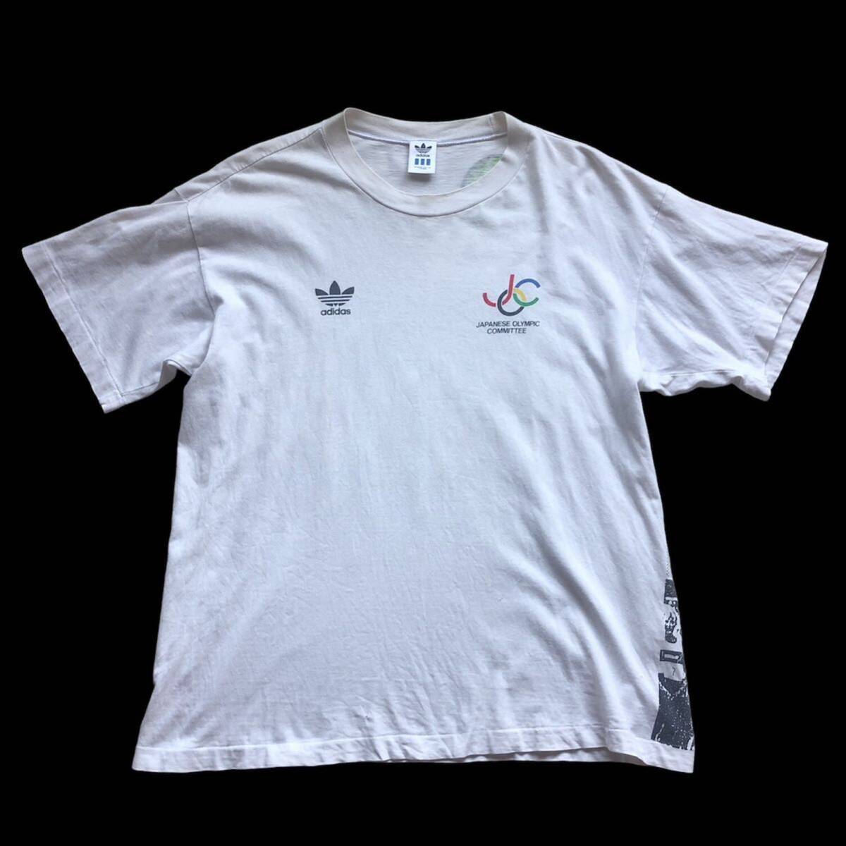 90s adidas JAPANESE OLYMPIC COMMITTEE Tシャツ アディダス　日本オリンピック委員会　全面プリント　シングルステッチ ビンテージ L_画像2