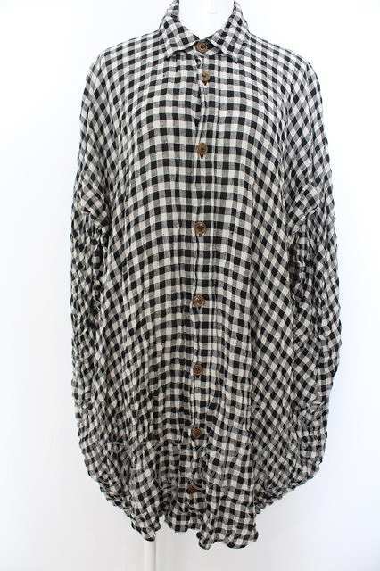 【USED】Vivienne Westwood MAN / ギンガムチェックサークルシャツ ブラックｘアイボリー 【中古】 O-24-05-05-055-bl-YM-OS_画像1