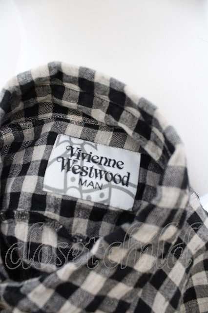 【USED】Vivienne Westwood MAN / ギンガムチェックサークルシャツ ブラックｘアイボリー 【中古】 O-24-05-05-055-bl-YM-OS_画像4