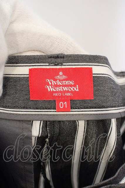 【USED】Vivienne Westwood / /ストライプクロップドワイドパンツ 01 グレーｘホワイト 【中古】 O-24-03-24-019-pa-YM-OS_画像3