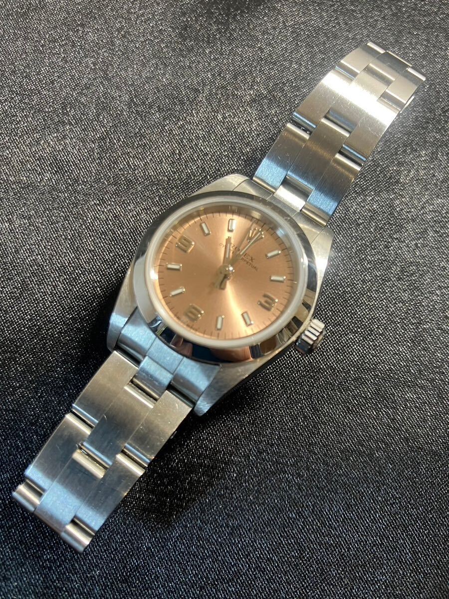 E/1002 美品 稼働品 ロレックス オイスター パーペチュアル レディース 自動巻 ピンク Rolex 腕時計 の画像1