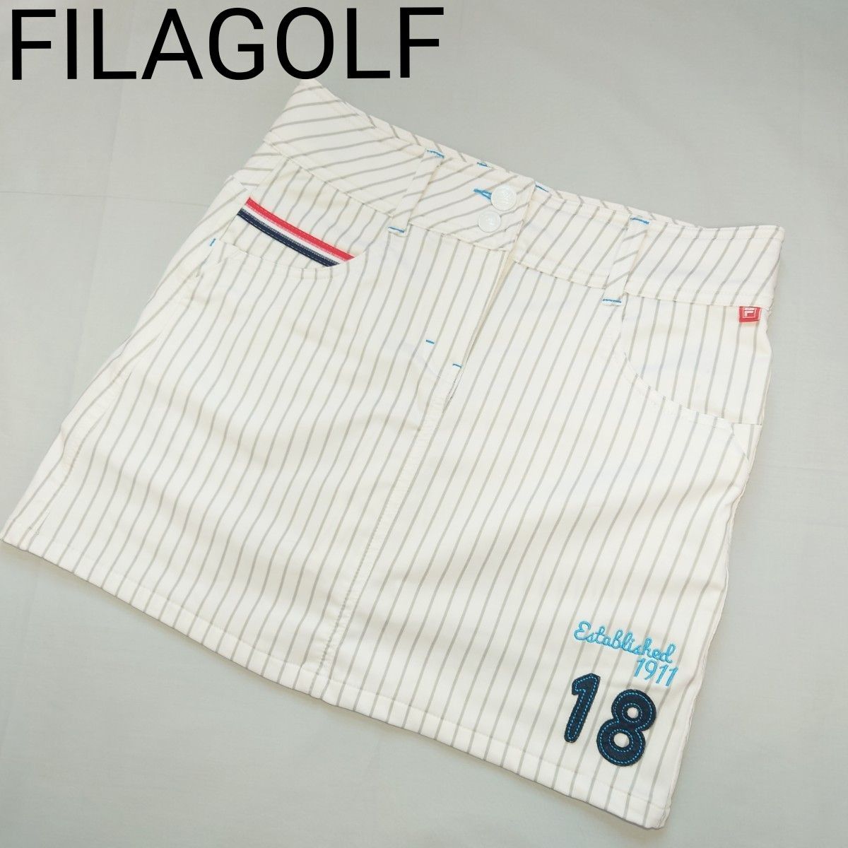 フィラゴルフ レディース スカート M ホワイト ストライプ ホワイト ゴルフ g29