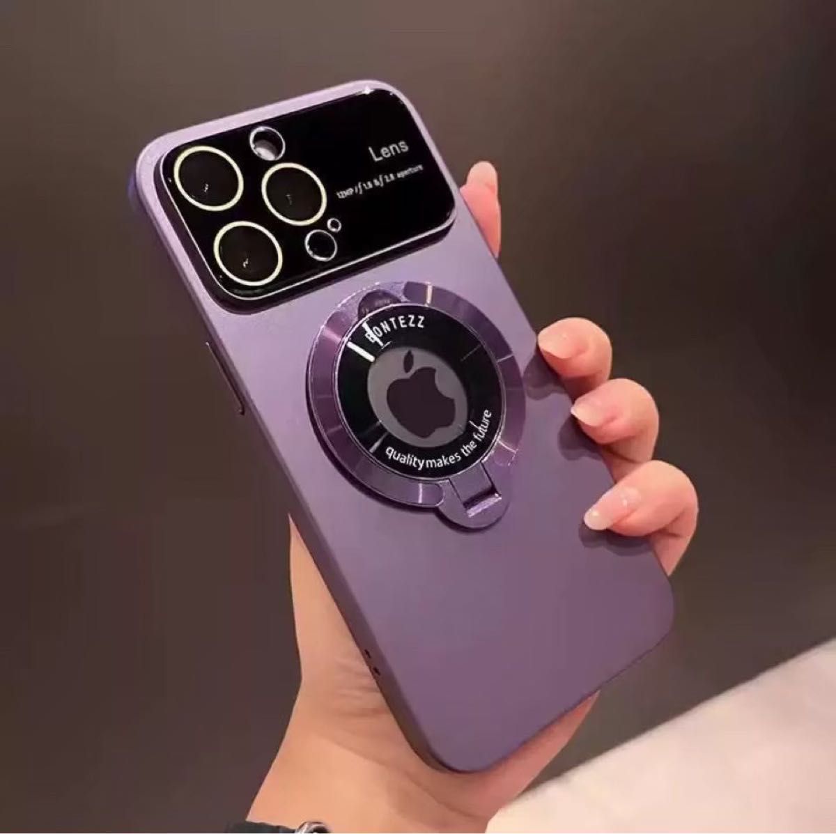 スマホ保護カバーiphone15Pro スマホケース TPU カバー レンズ保護カバー 紫 パープル
