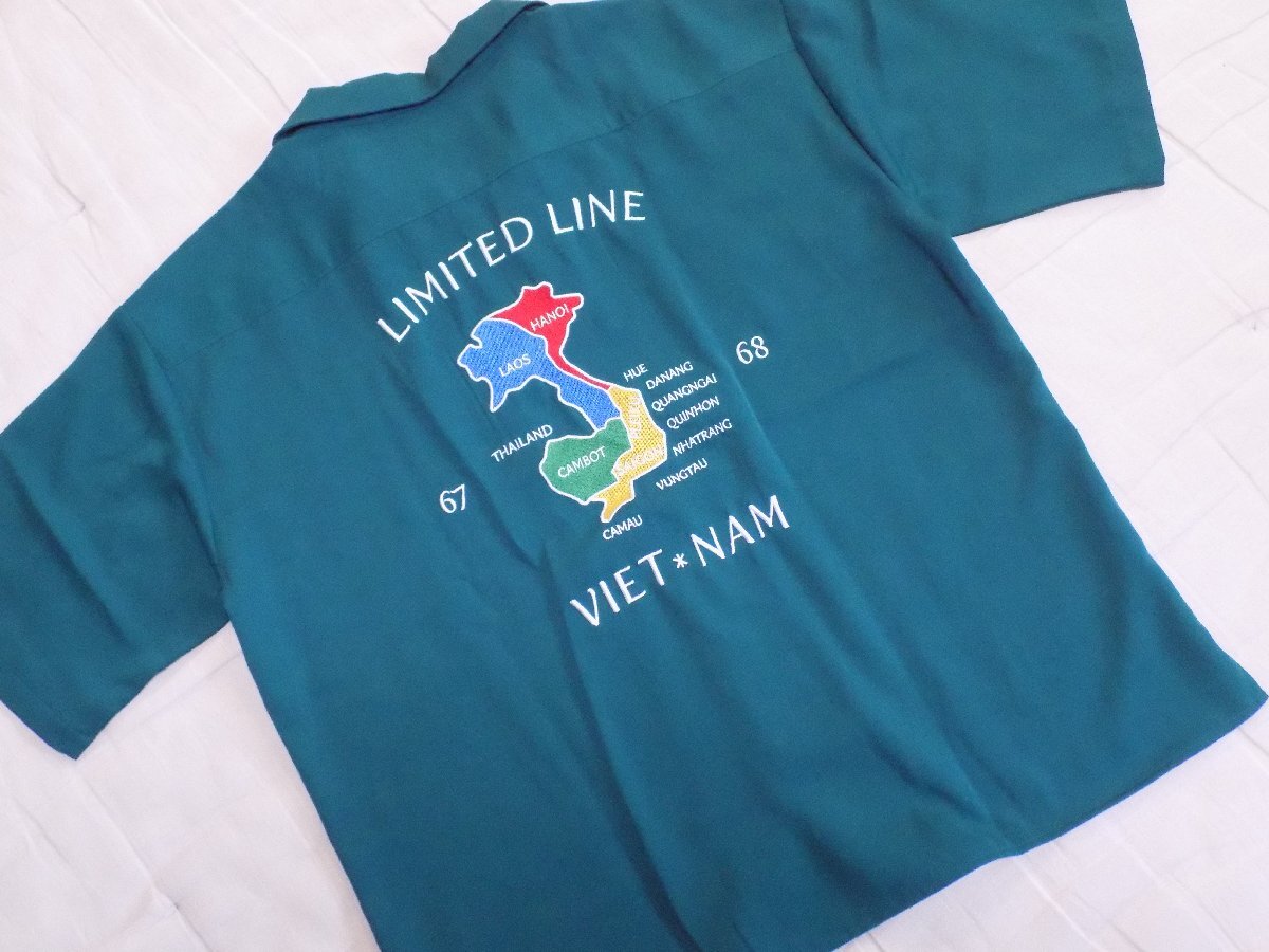 ほぼ新品 ベトシャツ ベトジャン シャツ 緑 M メンズ 刺繍シャツ ベトナム戦争 60'S 70'S ビンテージ スーベニアシャツ スカシャツ_画像3