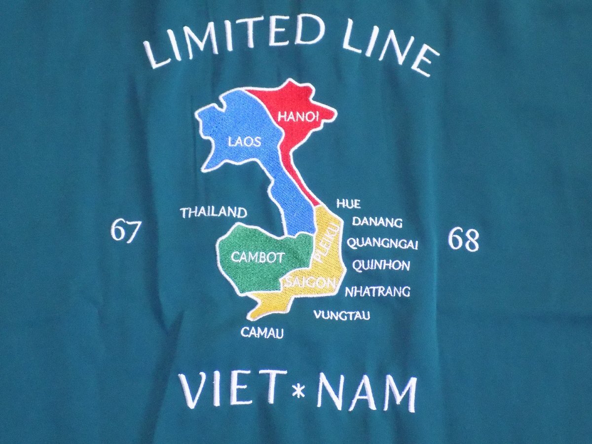 ほぼ新品 ベトシャツ ベトジャン シャツ 緑 M メンズ 刺繍シャツ ベトナム戦争 60'S 70'S ビンテージ スーベニアシャツ スカシャツ_画像2