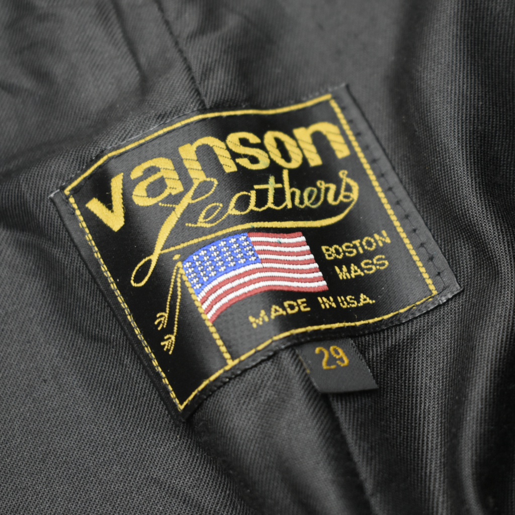 良好 USA製 VANSON バンソン レザーパンツ ストレート 黒 上質 肉厚 シボレザー size.29 バイカー ライダース モーターサイクル の画像6
