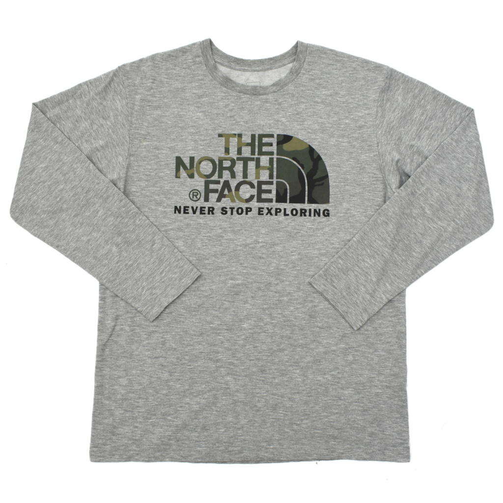 THE NORTH FACE North Face long sleeve T shirt cut and sewn wood Land duck Logo print size.XL