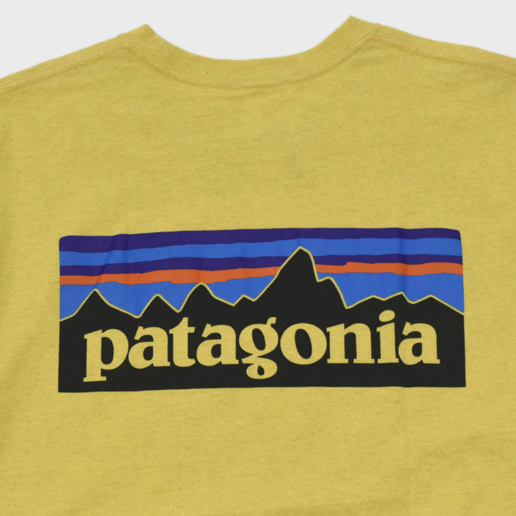 良好 廃版カラー Patagonia パタゴニア M’s P-6 Logo Responsibili Tee Tシャツ レスポンシビリティー サーフボードイエロー size.M_画像1