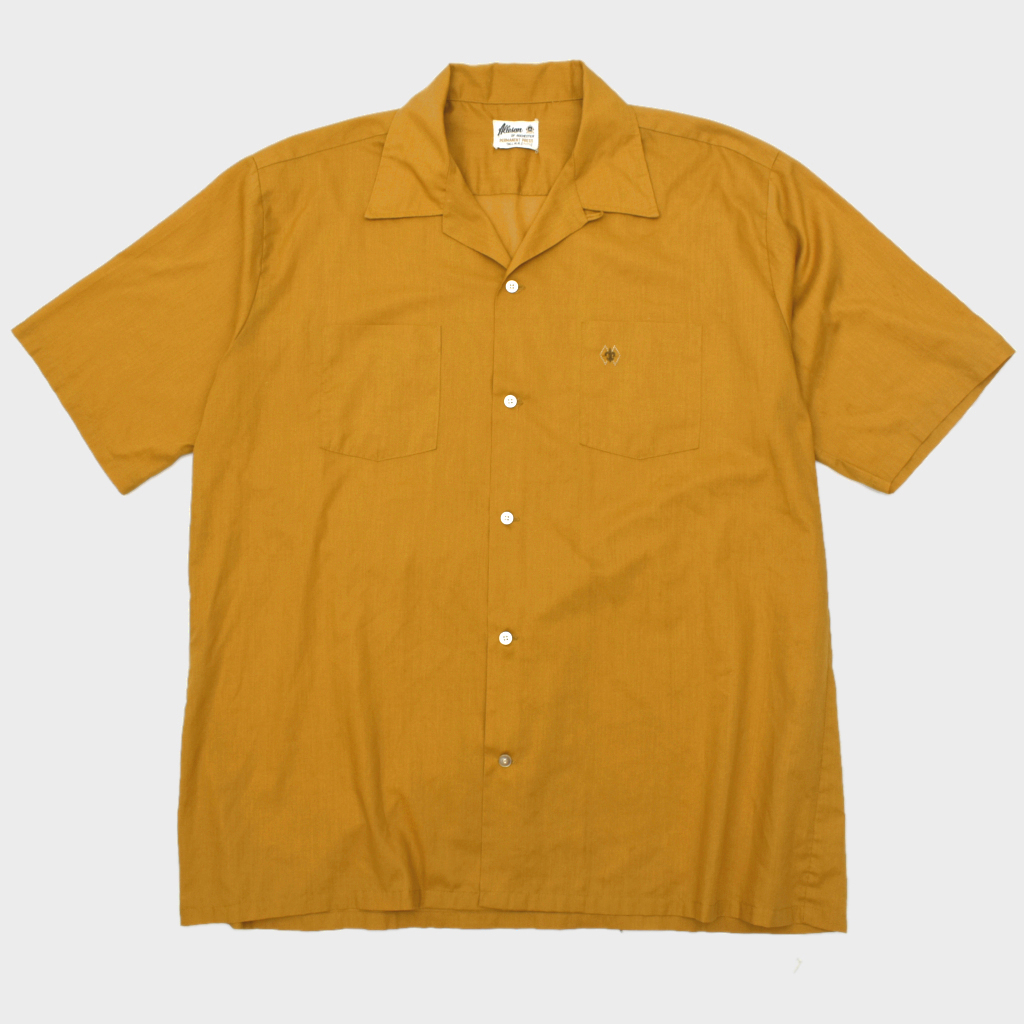 美品 希少サイズ 60s 70s usa vintage Alleson of rochester オープンカラーシャツ 半袖 マスタード size.XL_画像2