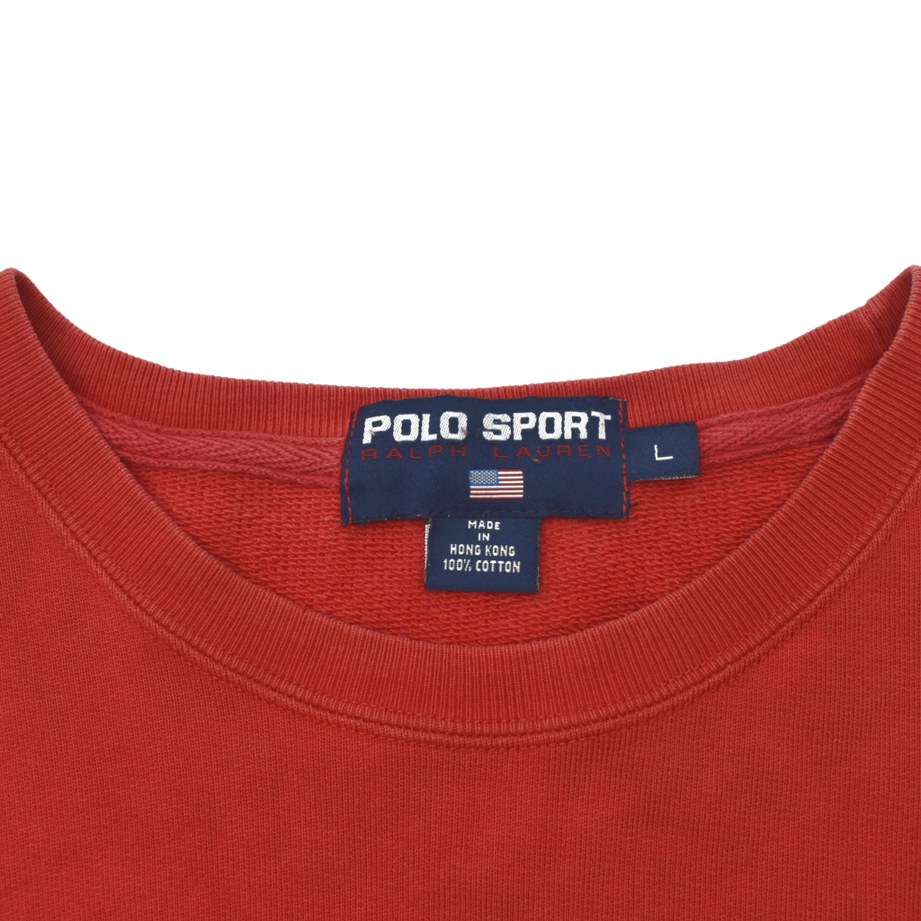 90s vintage POLO SPORT ポロスポーツ フラッグ スウェット シャツ 香港製 size.L ラルフローレン 星条旗 _画像3