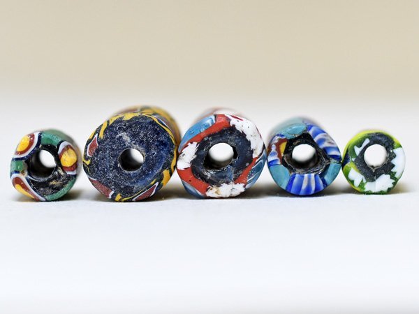 *. hoe . tonbodama *ANTIQUEvene Cheer Mill fioli circle tube type beads 5 piece set dragonfly sphere antique beads [Z23070A-2]