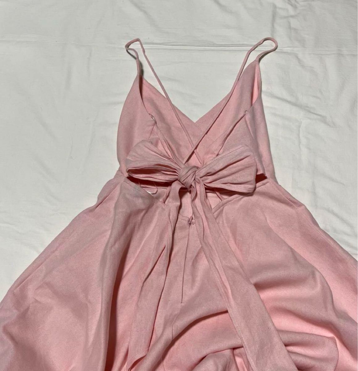 ピンク　ボリューム　キャミ　ワンピース　Zara  XS マクシ　オープンバック ドレス キャミソール