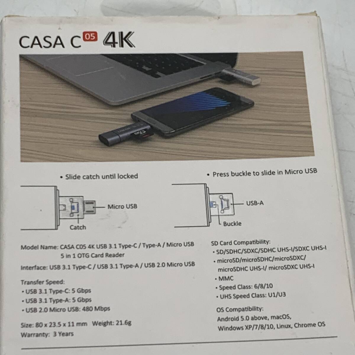 【未開封】ADAM CASA C05 Type C USB3.1 5-in-1多機能4kカードリーダー 2024426B008_画像6