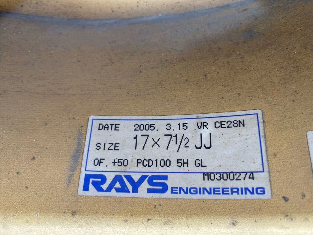 破格スタート　RAYS レイズ　CE28 17インチ　17×7.5J ＋50 PCD100 ゴールド　鍛造　軽量　ホイール　5H 5穴　CE28N 215/45R17_画像7