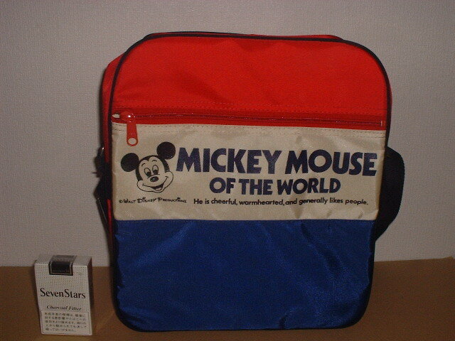 ミッキーマウスの古いナイロンバッグ 青/赤 日本製 未使用 ショルダー レトロ  の画像1