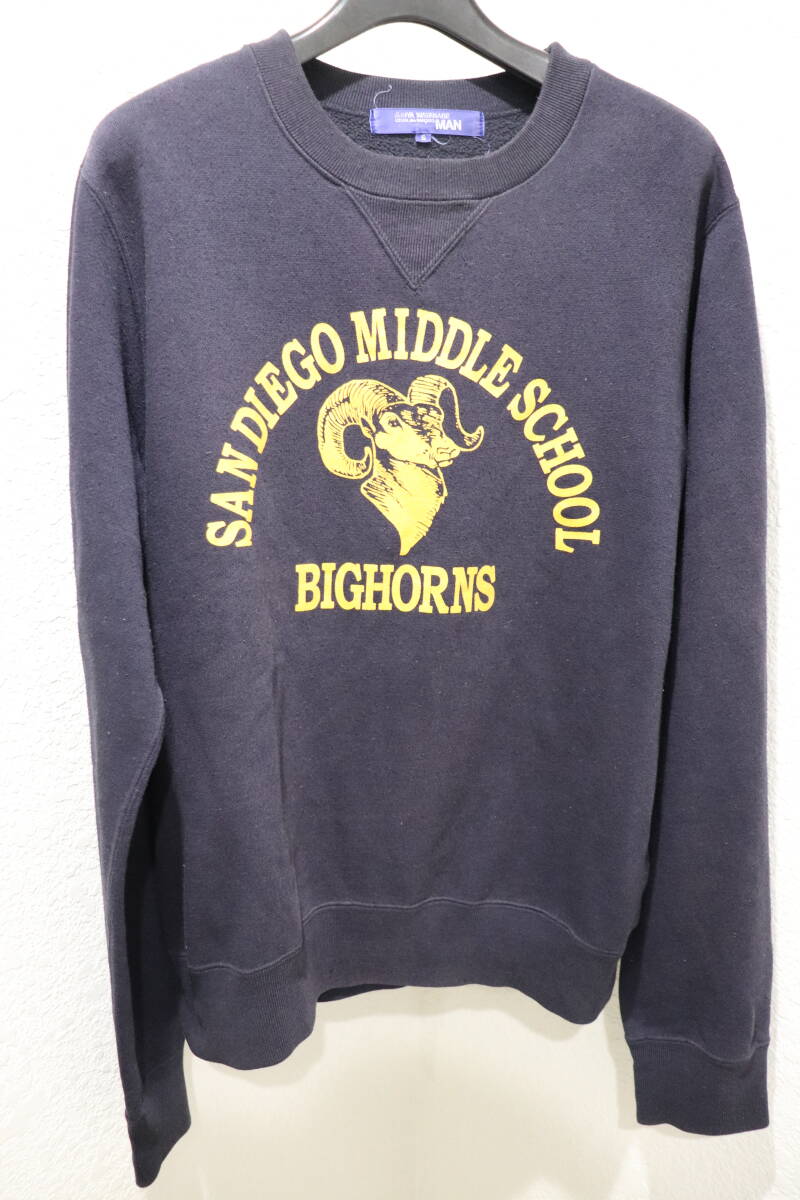 即決 02AW JUNYA WATANABE MAN COMME des GARCONS ジュンヤワタナベマン SAN DIEGO Middle School BIGHORNS カレッジプリント スウェット S_画像1