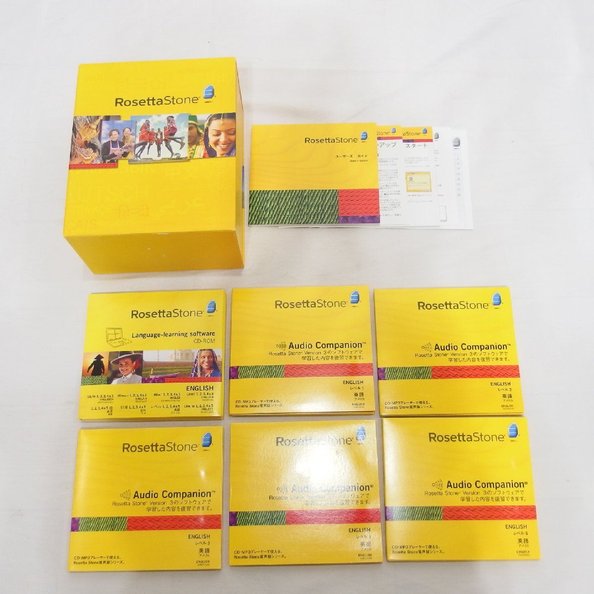 Rosetta Stone◆ロゼッタストーン 英語（アメリカ） Rosetta Stone English America レベル1.2.3.4 & 5・ヘッドセット欠品◆USED_画像1