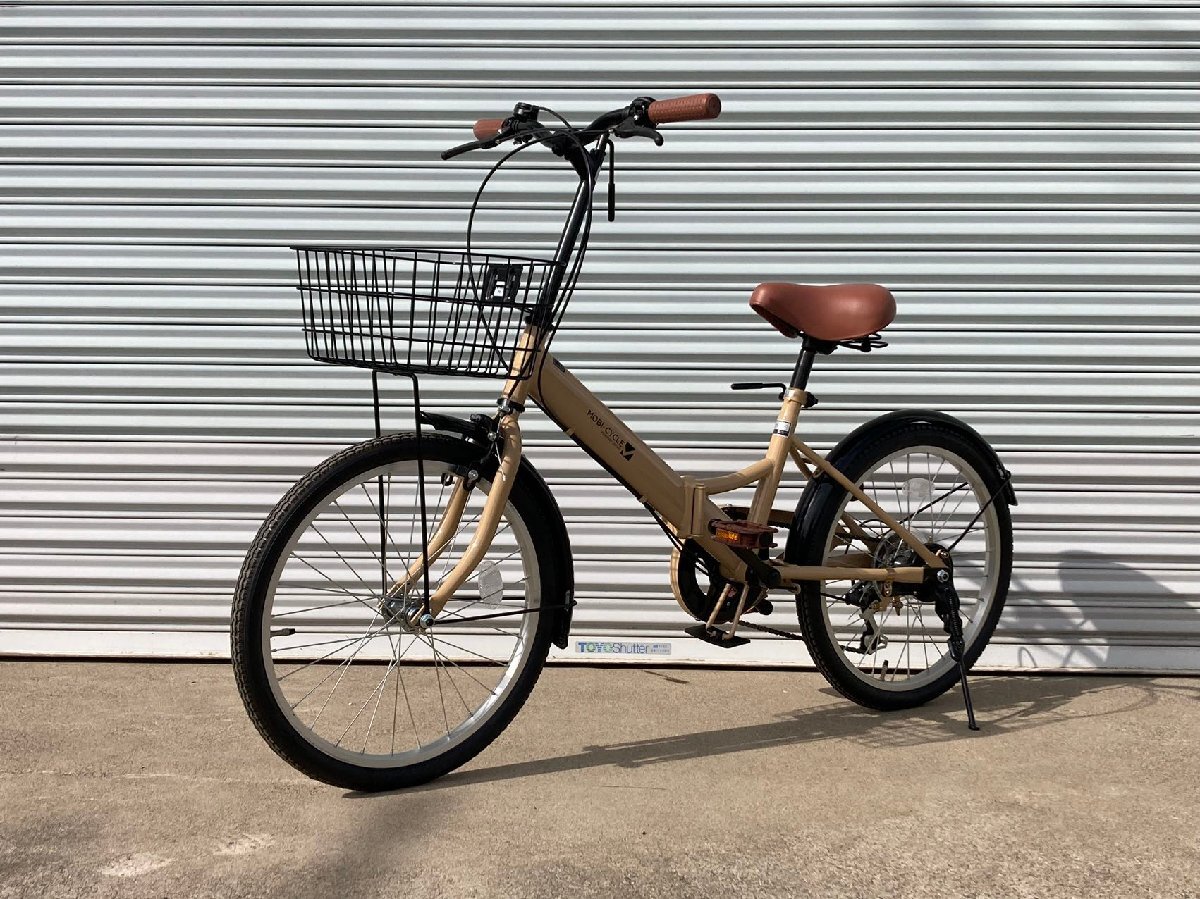 [ outlet ] foldable bicycle 20 -inch basket attaching Shimano 6 step shifting gears MB-02B [ pale Brown ]
